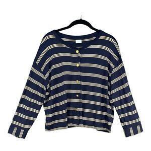 Vintage United Colors of Benetton Sweater Medium Navy Button Cardigan